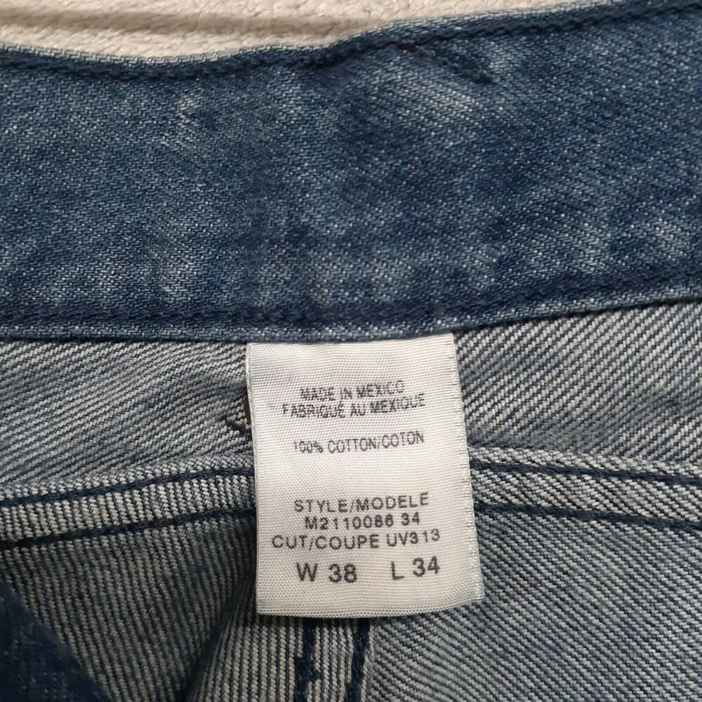 Guess Red Label Mens Denim Button Fly Wide Leg Distressed Size 38x34 Y2K Grunge